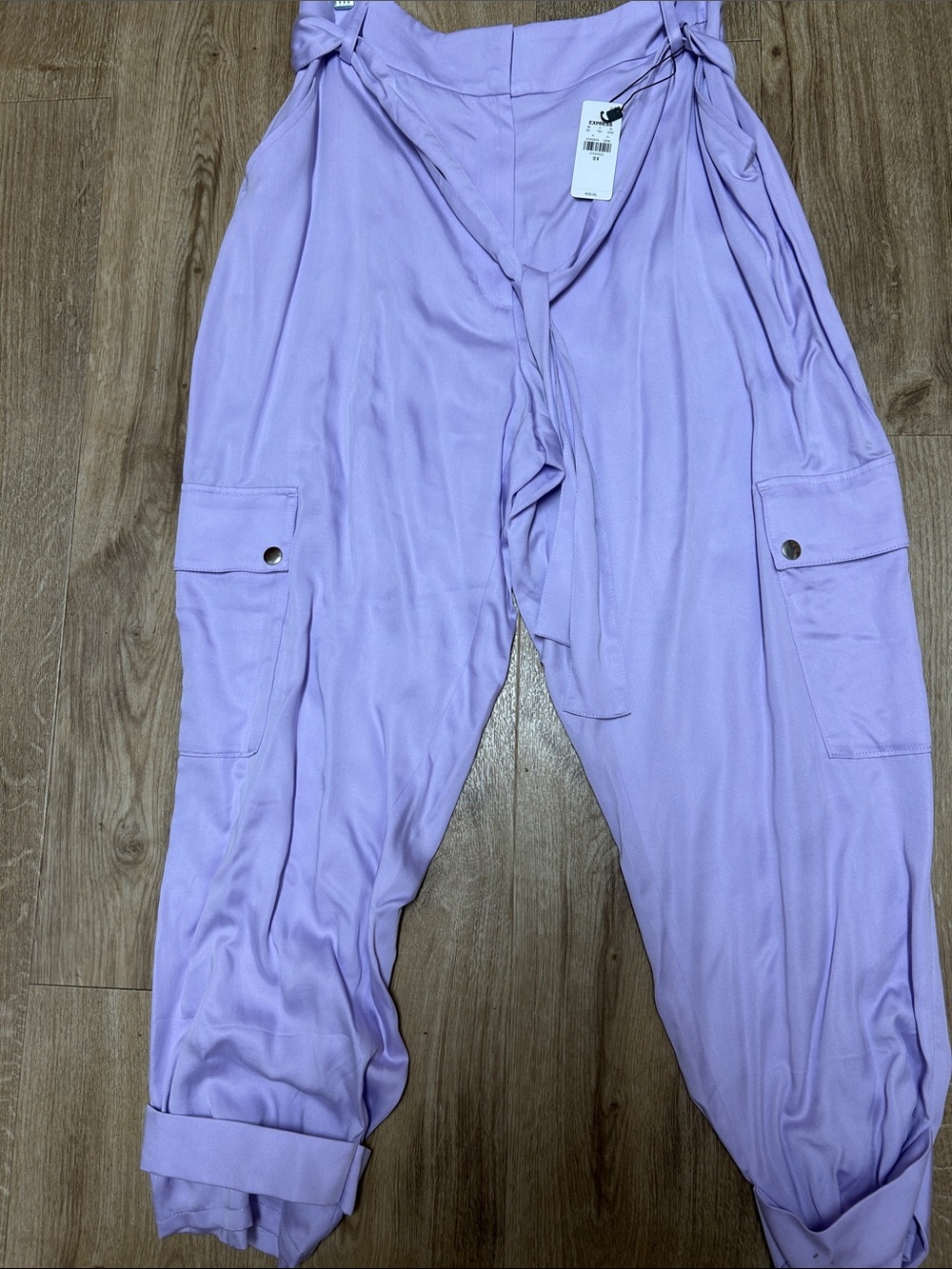 Express Women’s Lavender Utility Cargo  Pants - Relaxed Fit